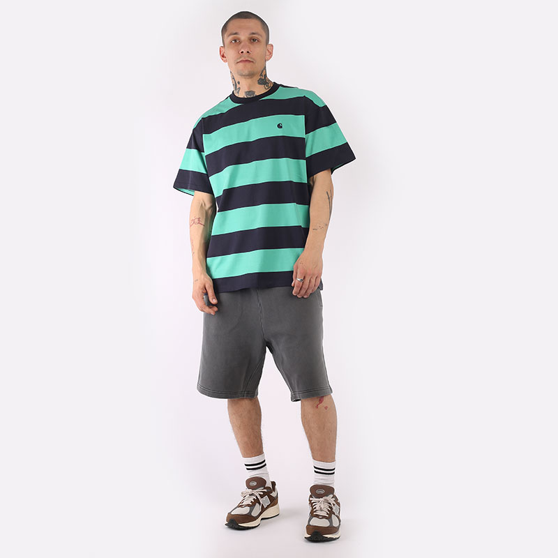 мужская разноцветная футболка Carhartt WIP S/S Dampier T-Shirt I031613-navy/green - цена, описание, фото 4